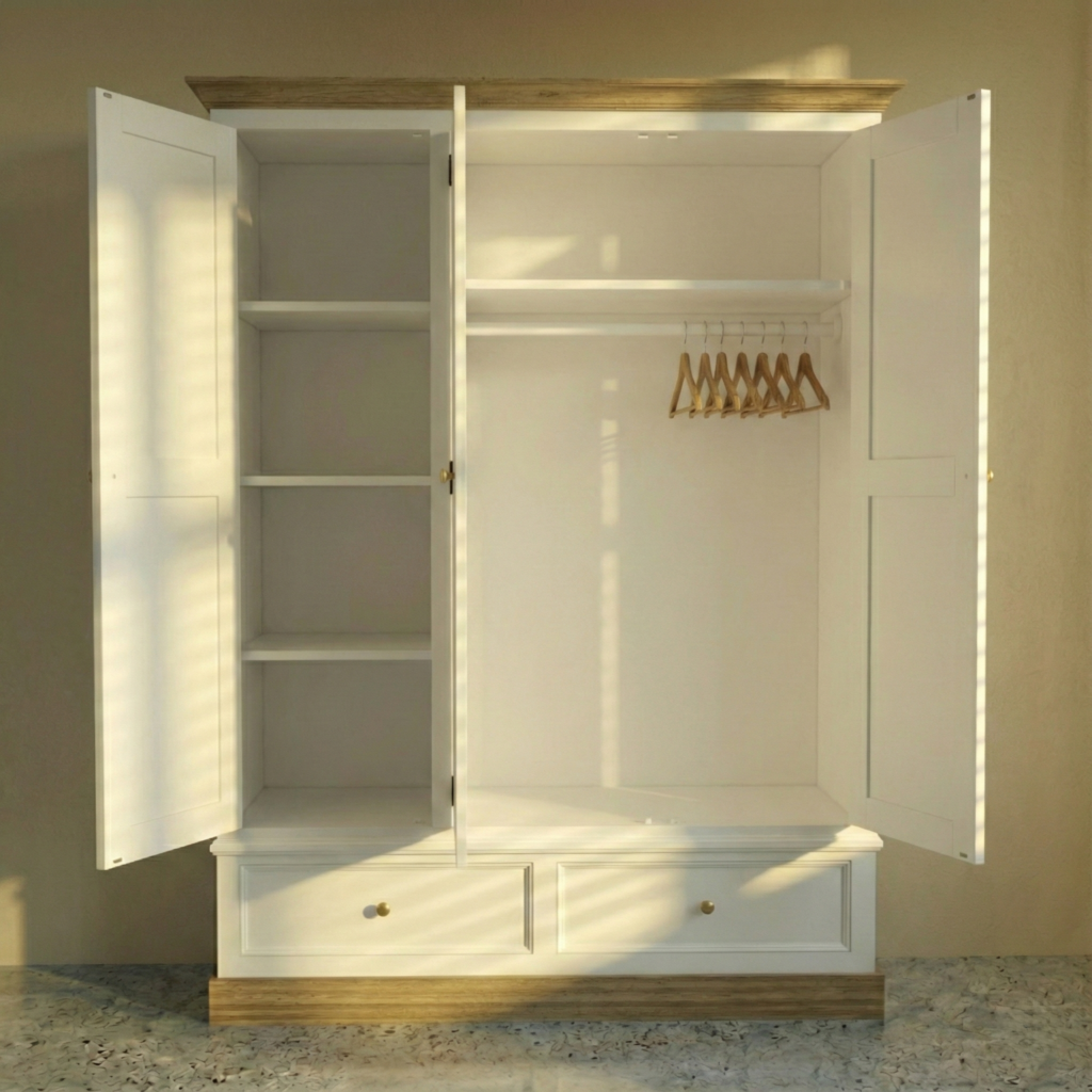 Szafa drewniana wieszak półki