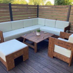 Zestaw mebli ogrodowych z litego drewna świerkowego